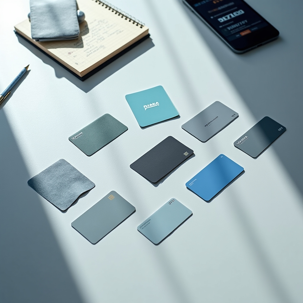 Clear organized gift card information on a clean desk surface